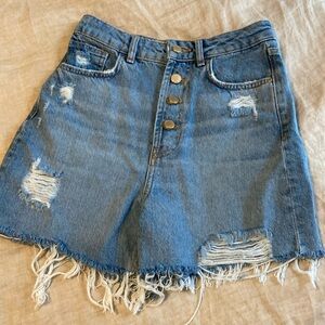 Zara button front denim shorts